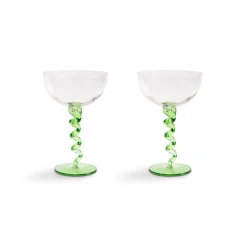 Set of 2 Green Twisted Coupe Glasses, 300ml Tableware Brands|Cocktail Making & Barware