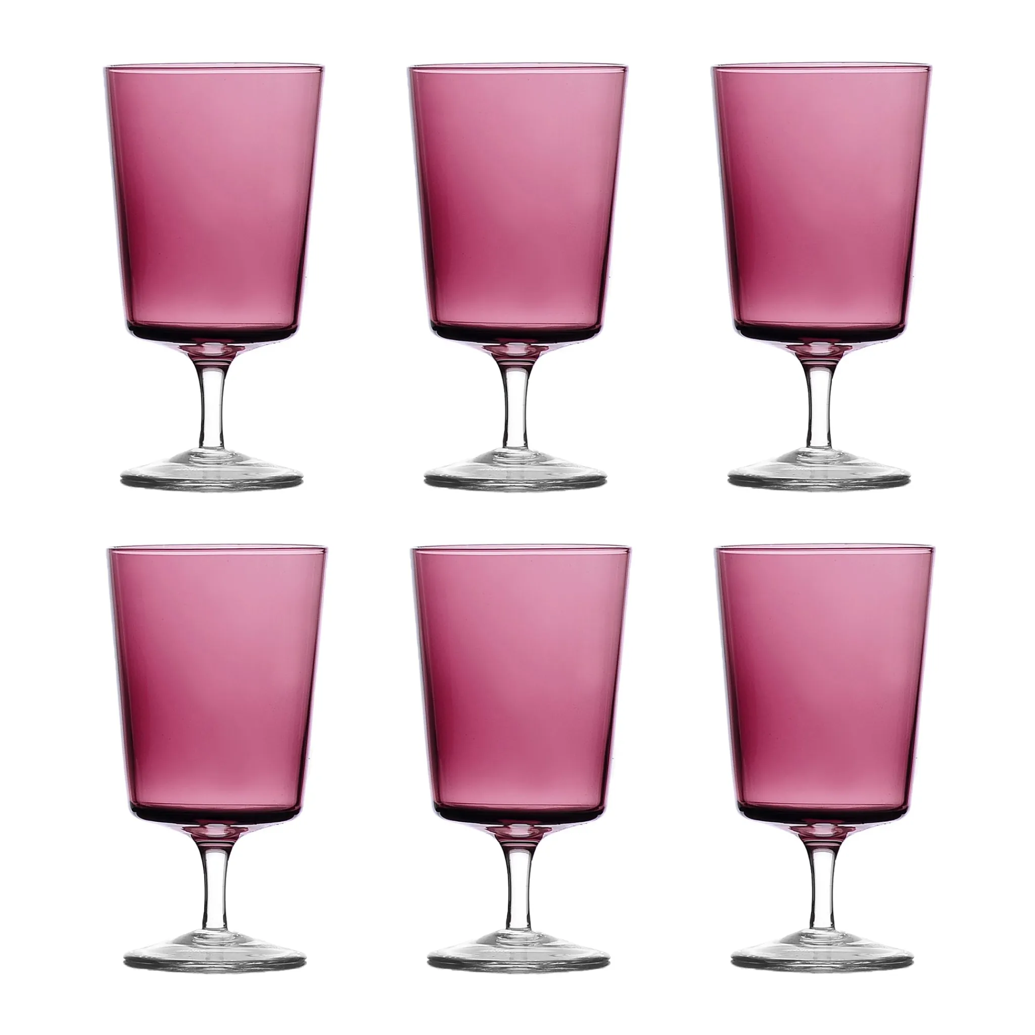 Set of 6 Violet Stemmed Wine Glass Table Setting|Drinking Glasses