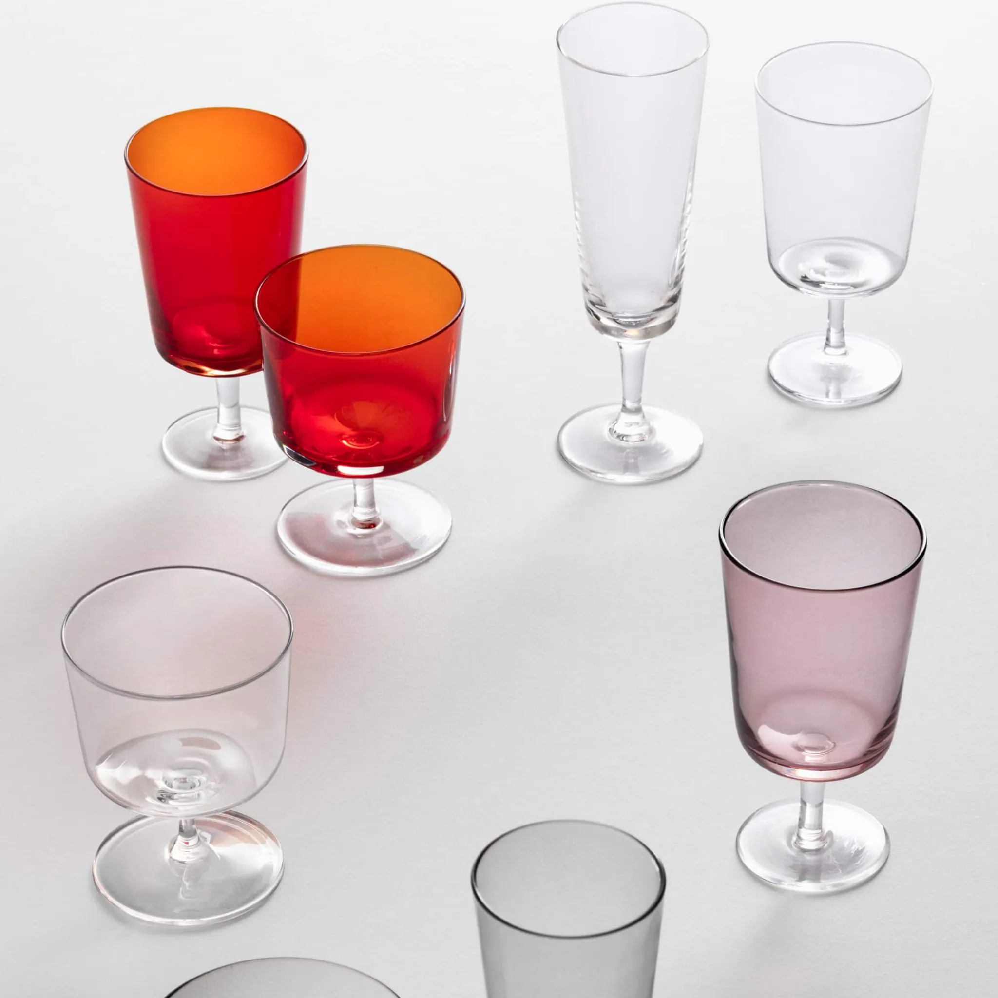 Set of 6 Violet Stemmed Wine Glass Table Setting|Drinking Glasses