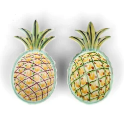 Set of 2 Mexican Hand Painted Pineapple Plates, 18cm Plates|Crockery & Dinnerware