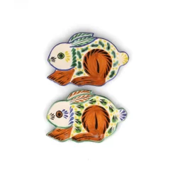 Clearance Set of 2 Mexican Hand Painted Rabbit Plates, 17cm Plates|Crockery & Dinnerware