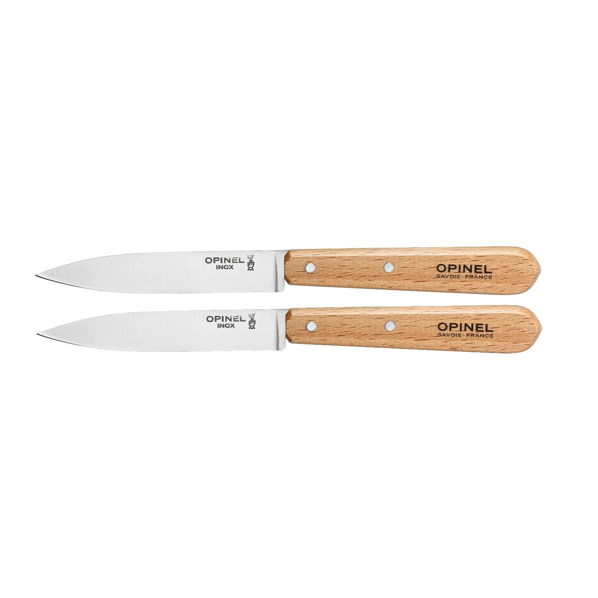 Set of 2 No 112 Beechwood Handle Paring Knives, 10cm Kitchen Knives