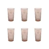 Outlet Set of 6 Pink Hobstar Highball Glasses, 350ml Tableware Brands|Cocktail Making & Barware