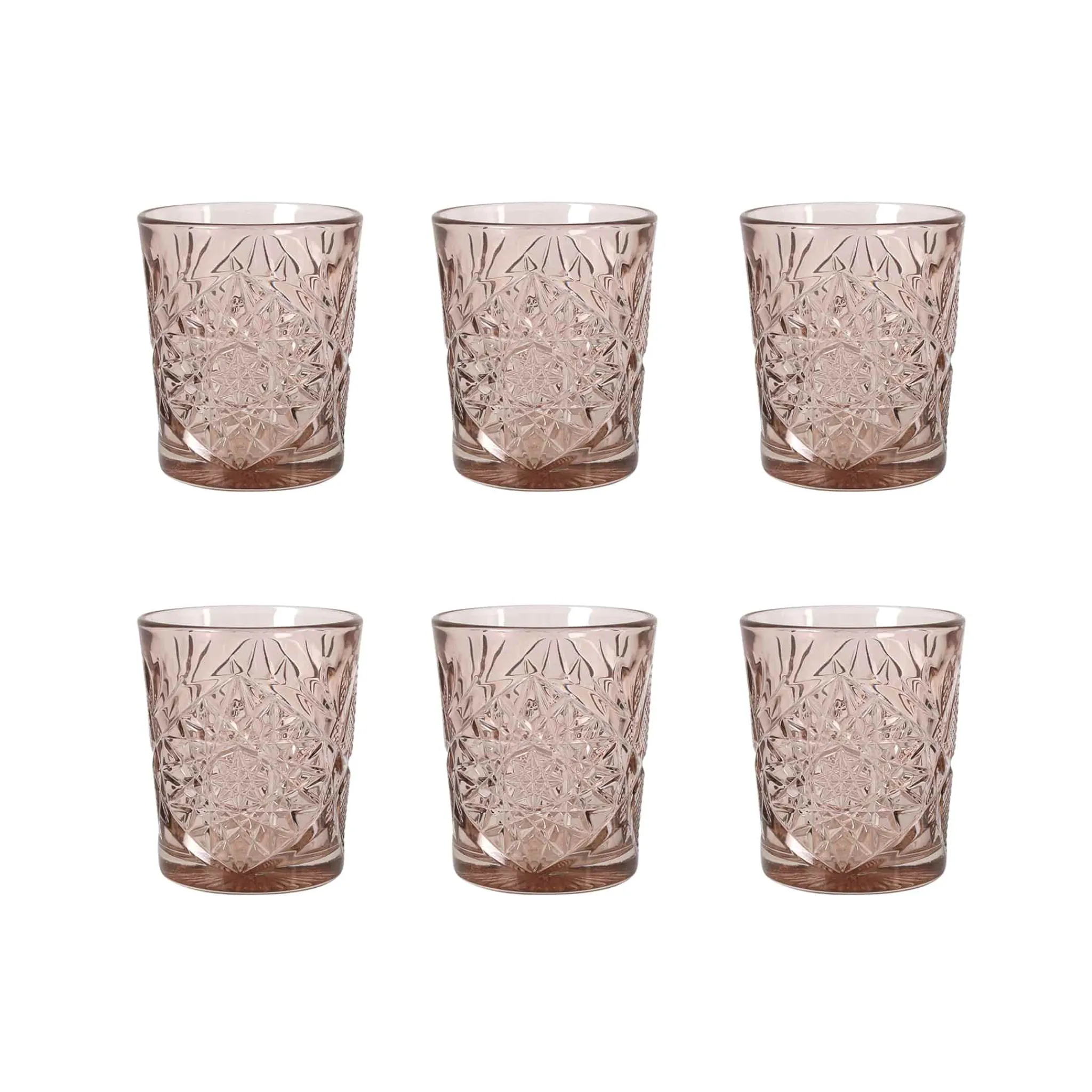 Discount Set of 6 Pink Hobstar Tumbler, 350ml Tableware Brands