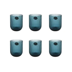 Clearance Set of 6 Ribbed Blue Tumblers, 270ml Tableware Brands