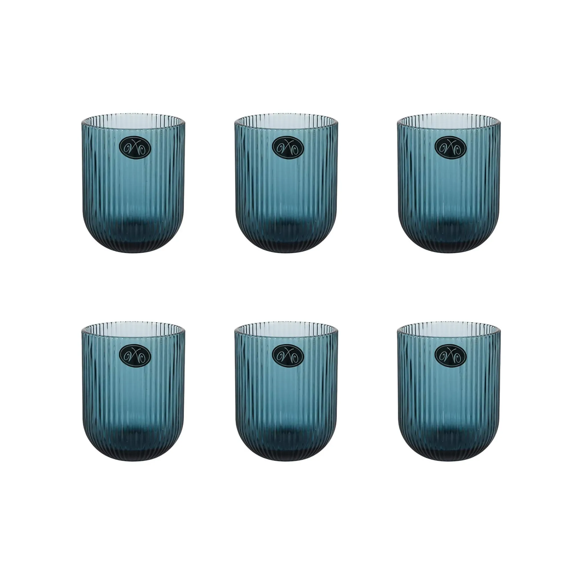 Clearance Set of 6 Ribbed Blue Tumblers, 270ml Tableware Brands