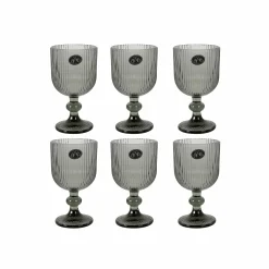 Set of 6 Ribbed Green Wine Glasses, 255ml Tableware Brands