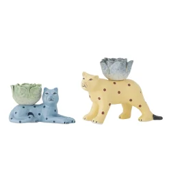 Clearance Set of 2 Rory Blue Stoneware Candle Holder Tableware Brands|Table Setting
