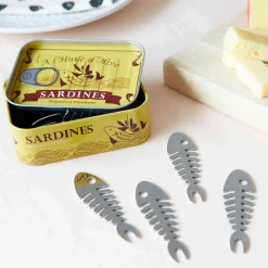 Hot Set of 6 Sardine Snacking Forks in a Tin Serveware|Tableware Brands