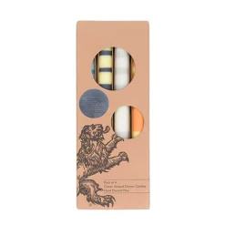 Best Set of 4 Striped Candles, Greens & Yellows Table Setting|Tableware Brands
