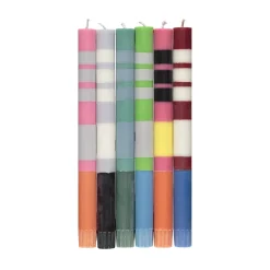 Discount Set of 6 Striped Dinner Candles - Multicolour Table Setting|Tableware Brands