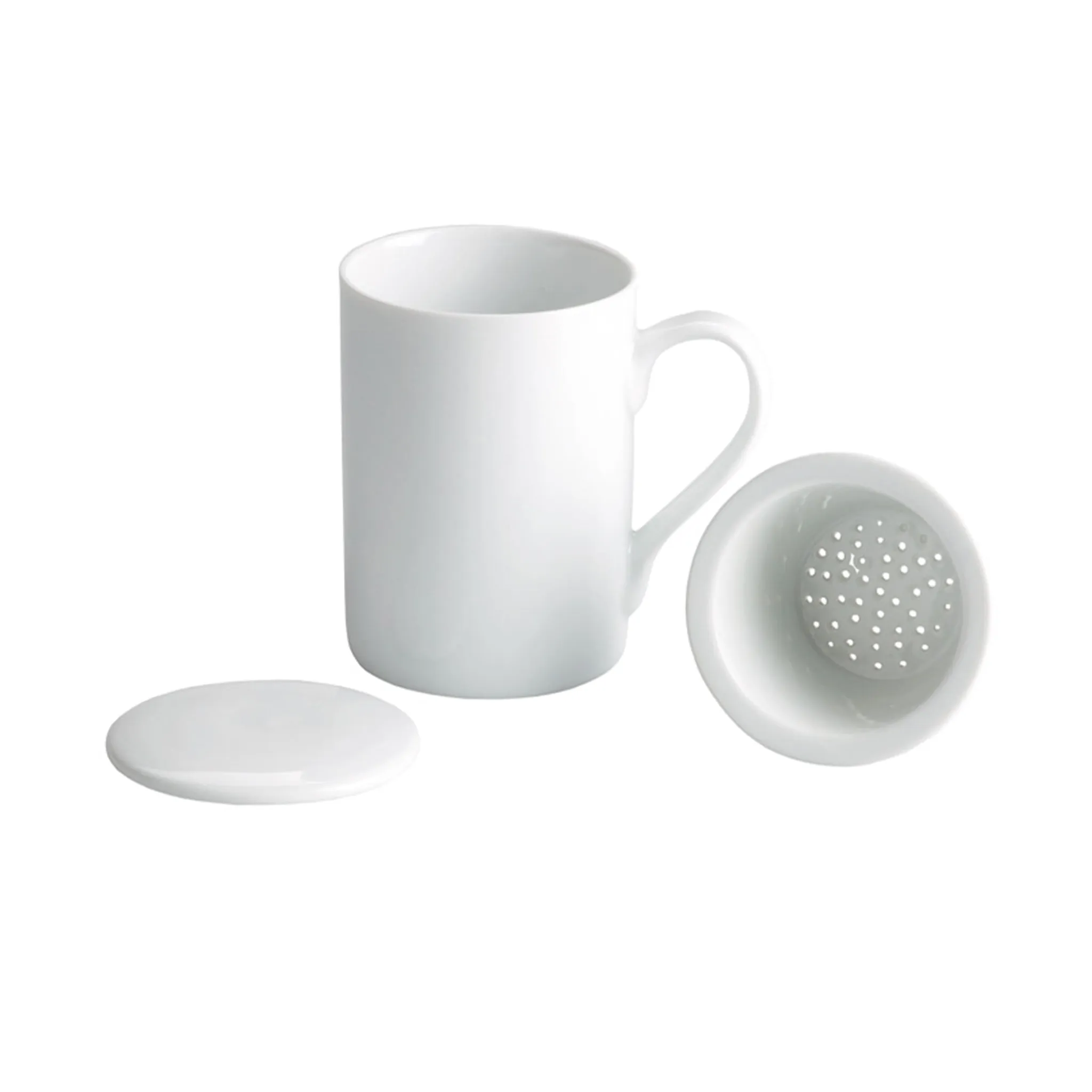New Set of 6 White Mug with Tea Strainer, 270ml Tableware Brands