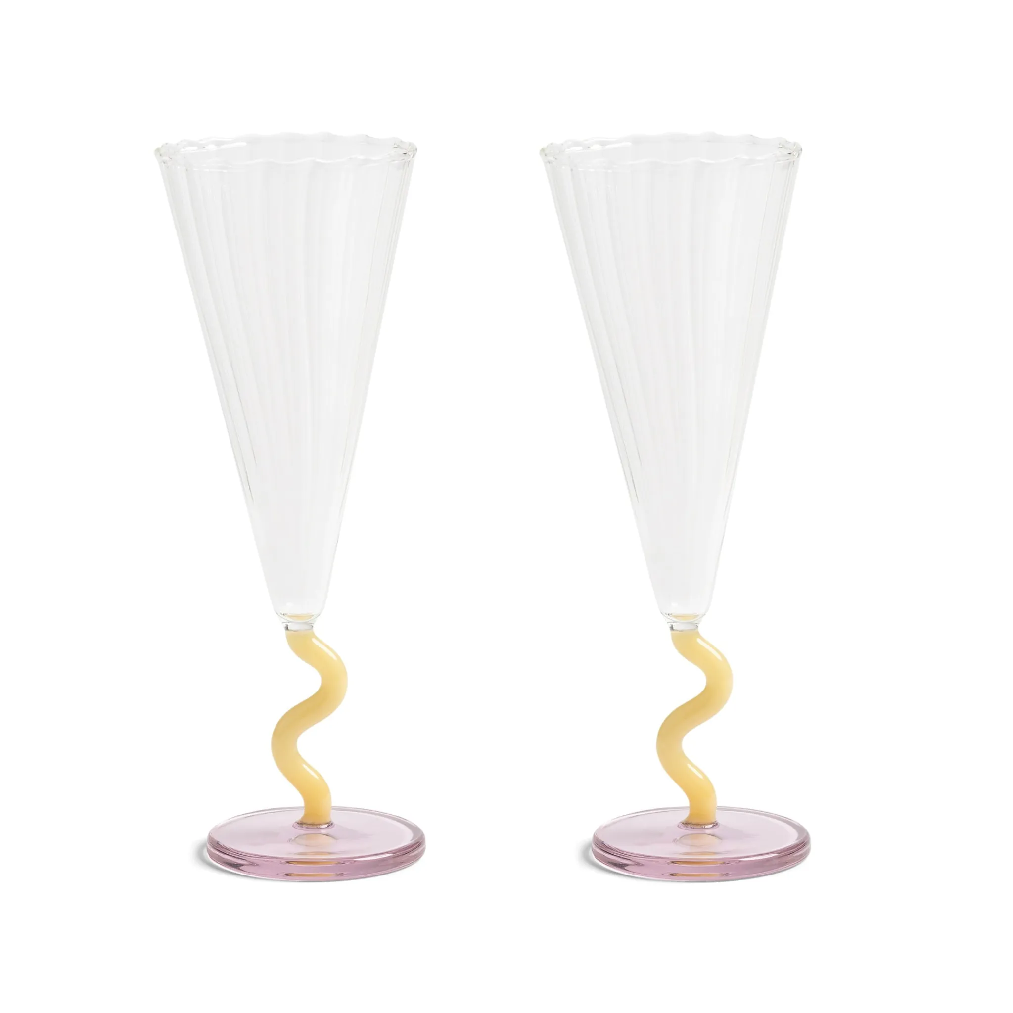 Sale Set of 2 Yellow Stem Champagne Flutes, 180ml Tableware Brands