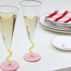 Sale Set of 2 Yellow Stem Champagne Flutes, 180ml Tableware Brands