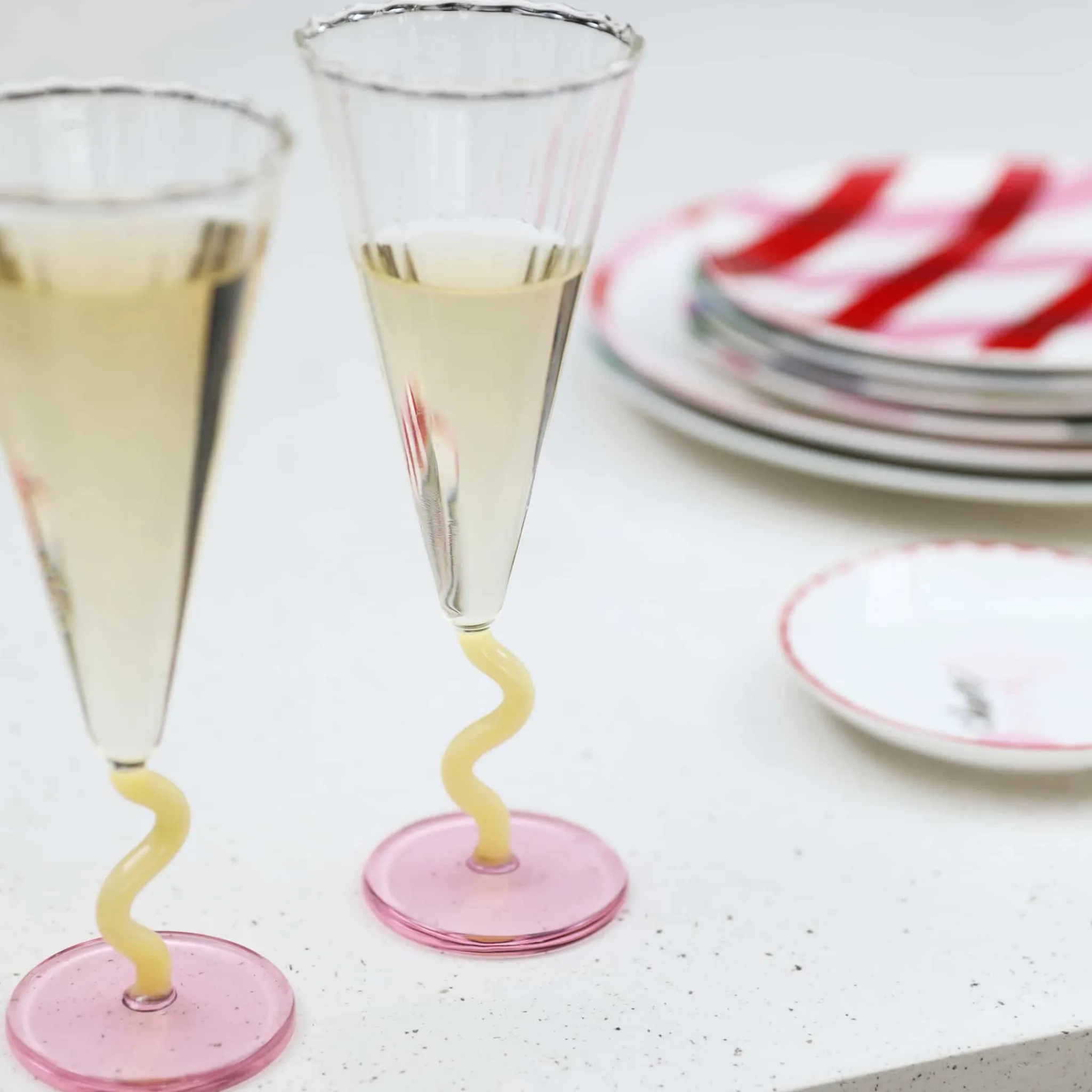 Sale Set of 2 Yellow Stem Champagne Flutes, 180ml Tableware Brands