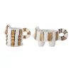 Hot Set of 2 Yellow Striped Cat Candle Holders Table Setting|Tableware Brands