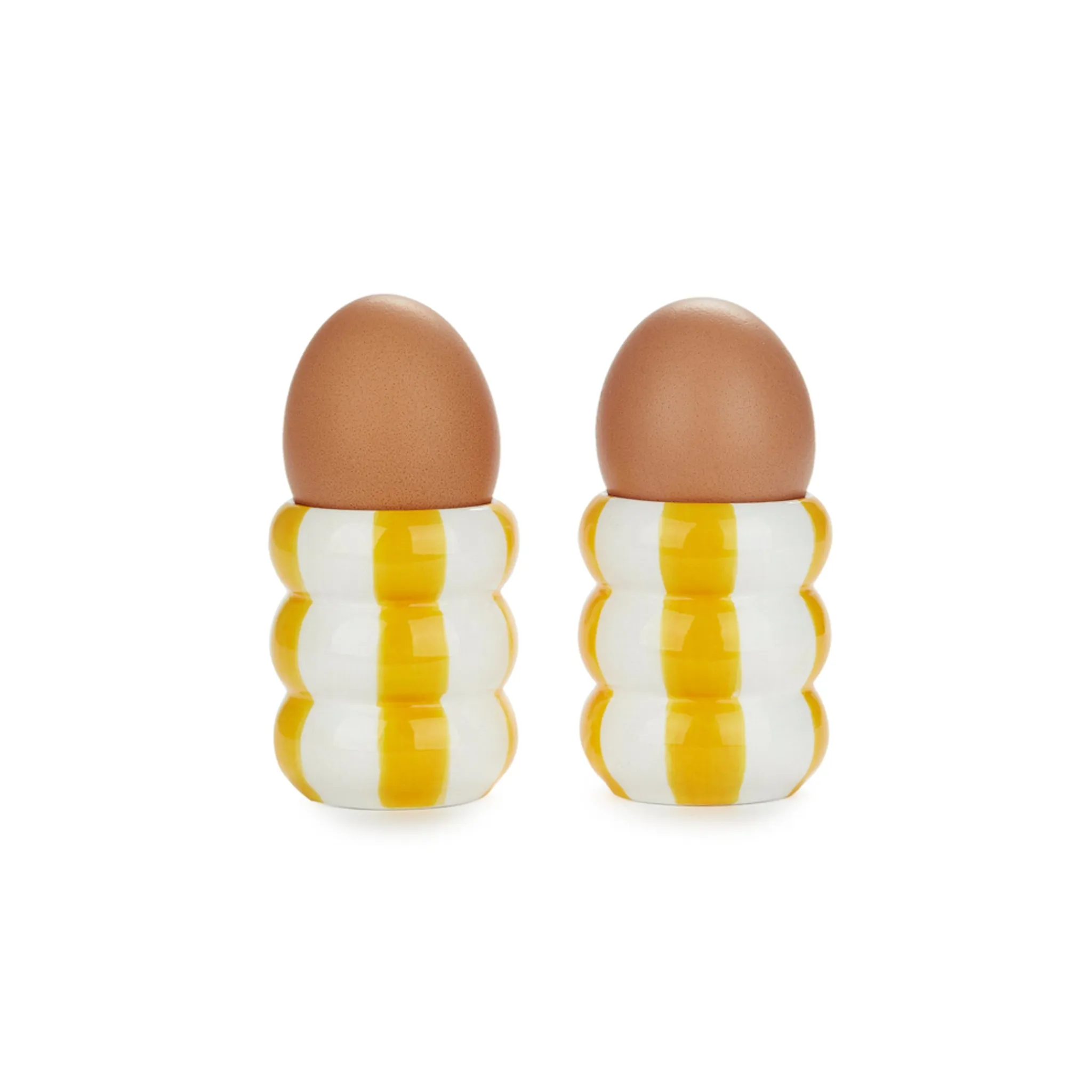 Clearance Set of 2 Yellow Striped Egg Cups Tableware Brands
