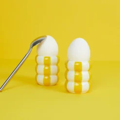Clearance Set of 2 Yellow Striped Egg Cups Tableware Brands