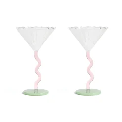 Hot Set of 2 Zig Zag Martini Glasses Tableware Brands|Table Setting