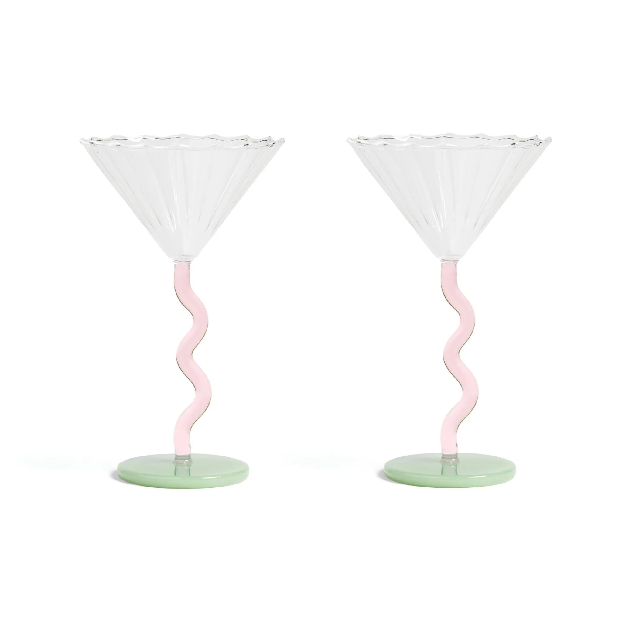Hot Set of 2 Zig Zag Martini Glasses Tableware Brands|Table Setting