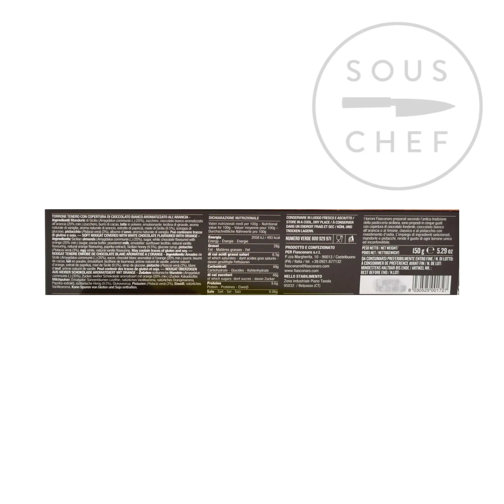 Clearance Short Dated Sicilian Orange Torrone, 150g Ingredients Brands|Italian Ingredients