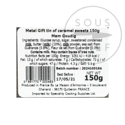 Outlet Short Dated French Salted Butter Caramels in Gift Tin, 150g French Ingredients|Chocolate & Sweets