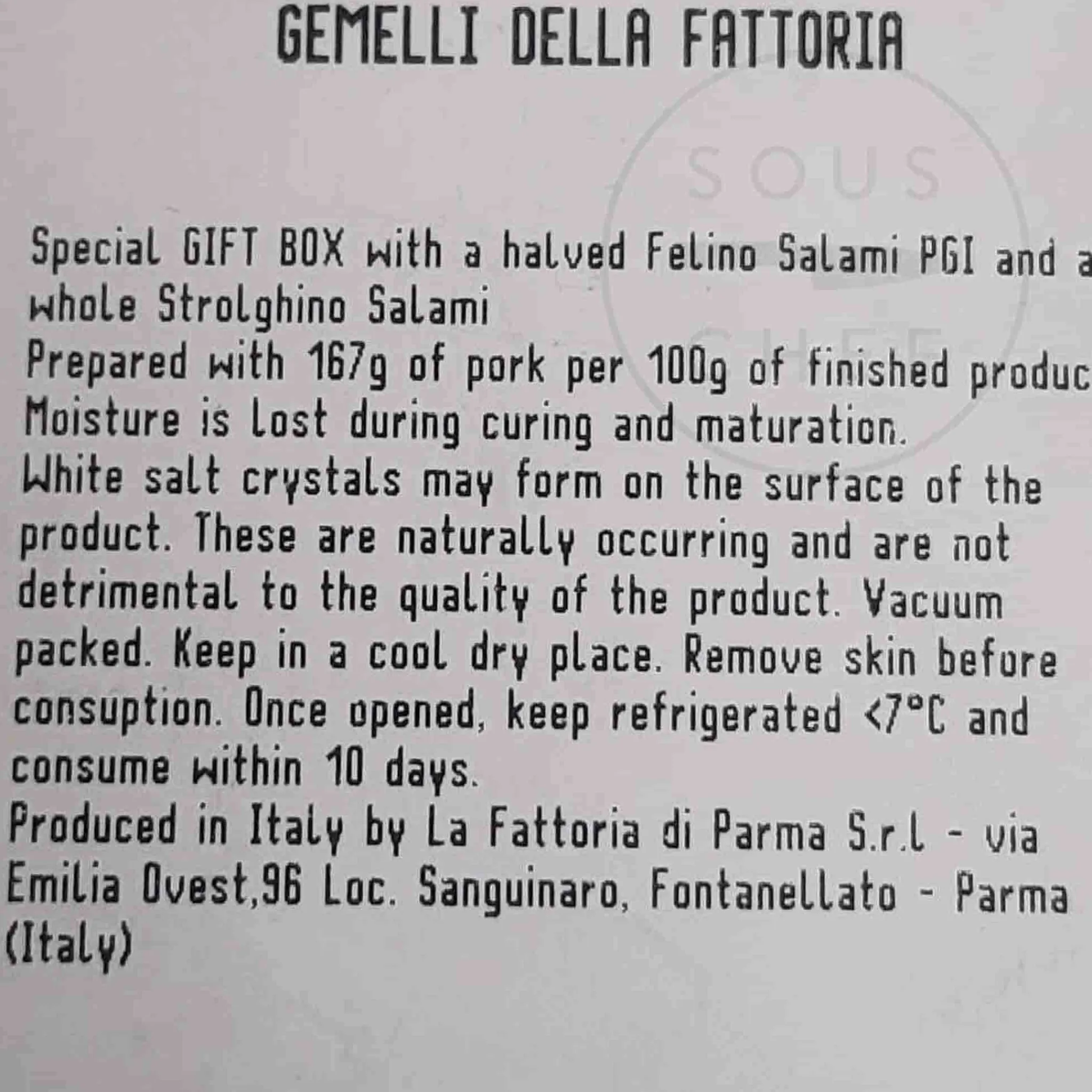 Short Dated Salami Felino IGP Gift Set, 500g Ingredients Brands|Italian Ingredients