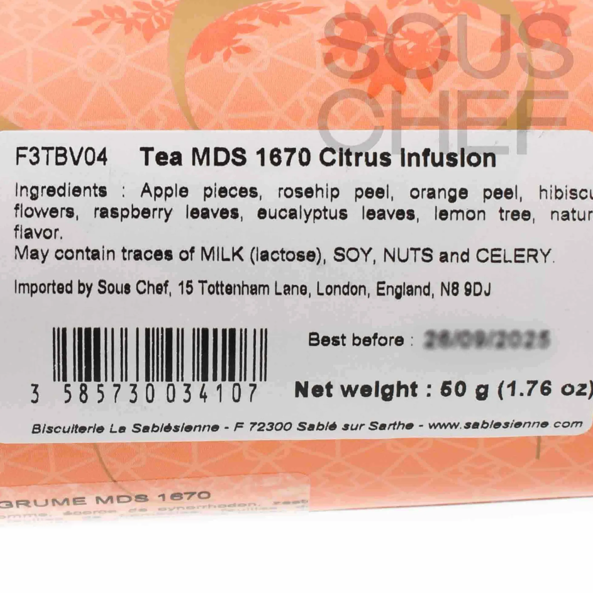 New Short Dated Citrus Fruit Infusion Tea, 50g Ingredients Brands|French Ingredients