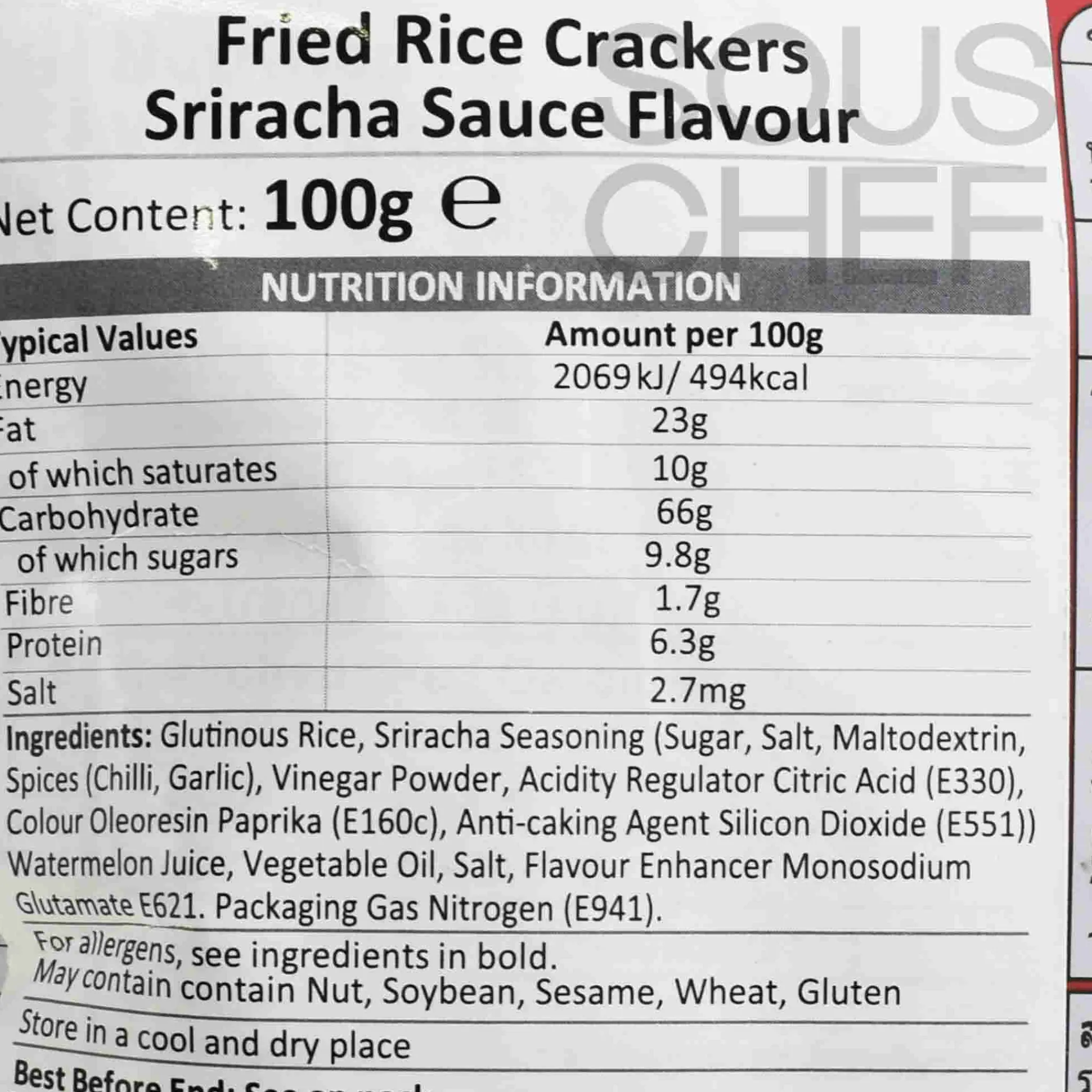 Online Short Dated Sriracha Rice Crackers, 100g Snacks|Ingredients Brands