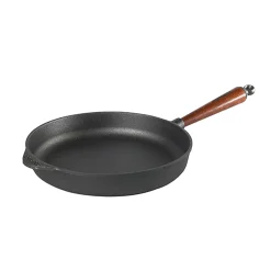 Hot Cast Iron Deep Frying Pan with Beech Wood Handle, 28cm Pots & Pans