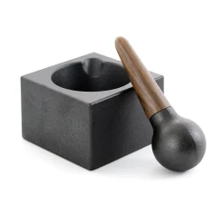 Discount Contemporary Cast Iron & Walnut Pestle & Mortar Table Setting|Kitchen Tools & Utensils