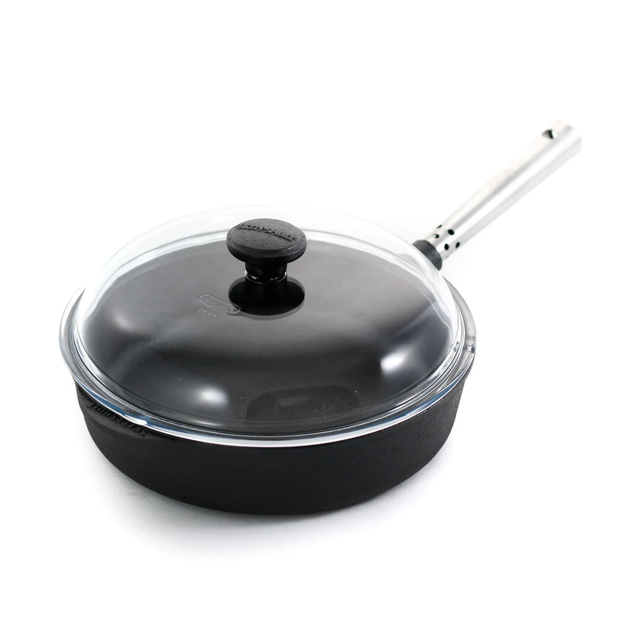 Best Professional Cast Iron & Stainless Steel Saute Pan with Glass Lid, 25cm Pots & Pans