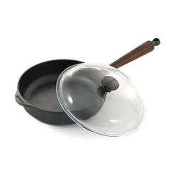 Discount Traditional Cast Iron Deep Saute Pan with Lid, 25cm Pots & Pans