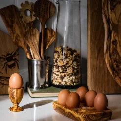 Sale 6 Slot Olive Wood Egg Cup Holder Tableware Brands