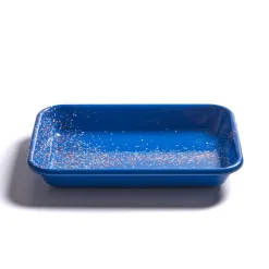 Discount Splatter Fest Enamel Roasting and Serving Dish, Cobalt Blue Middle Eastern Ingredients|Baking Supplies & Equipment