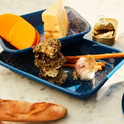 Discount Splatter Fest Enamel Roasting and Serving Dish, Cobalt Blue Middle Eastern Ingredients|Baking Supplies & Equipment