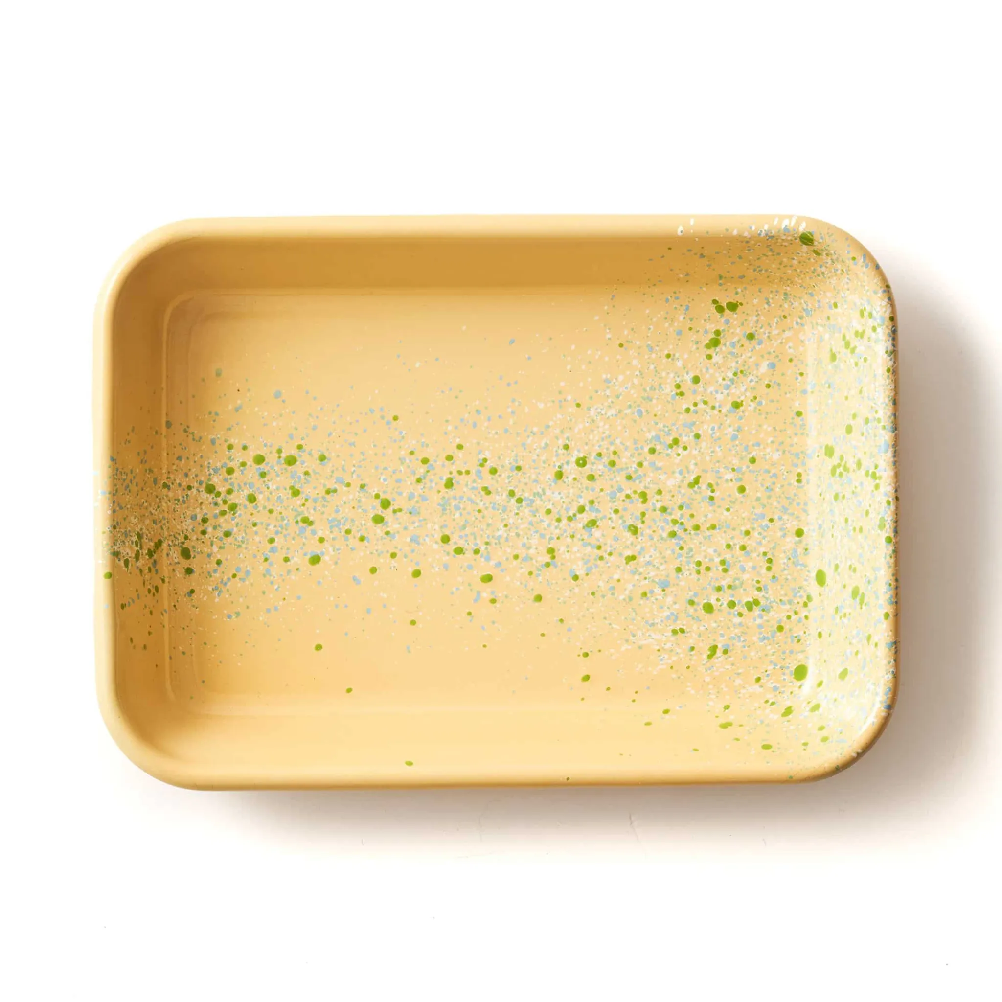 Splatter Fest Enamel Roasting and Serving Dish, Yellow Middle Eastern Ingredients|Baking Supplies & Equipment