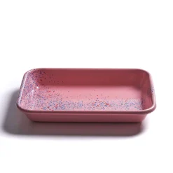 Clearance Splatter Fest Enamel Roasting and Serving Dish, Pink Middle Eastern Ingredients|Baking Supplies & Equipment