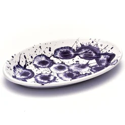 Splatter Madness Enamel Oval Serving Plate, Purple, 31cm Middle Eastern Ingredients|Table Setting