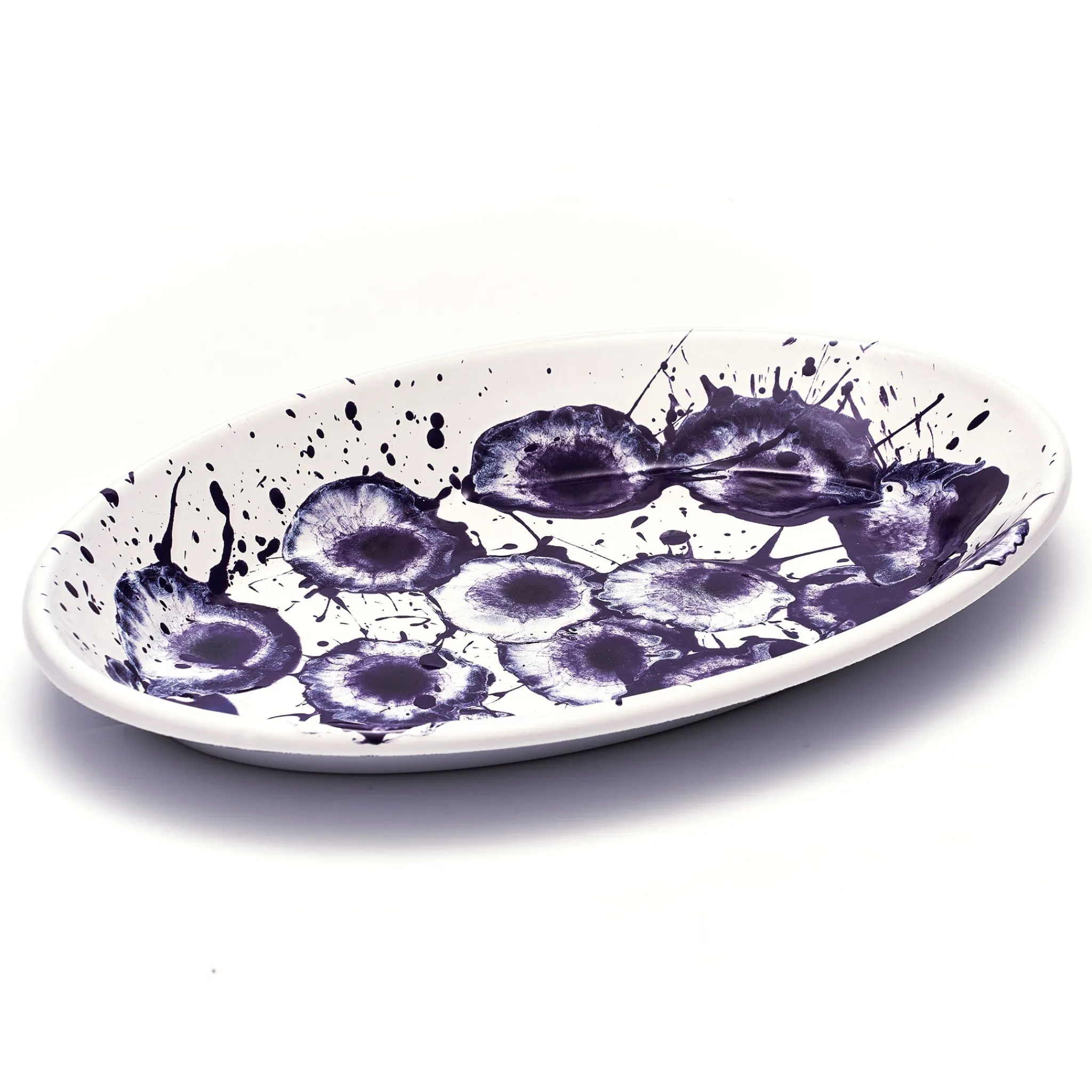 Splatter Madness Enamel Oval Serving Plate, Purple, 31cm Middle Eastern Ingredients|Table Setting