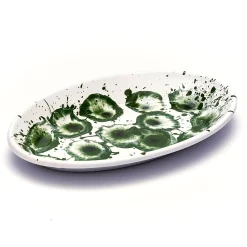 Clearance Splatter Madness Enamel Oval Serving Plate, Green, 31cm Tableware Brands|Middle Eastern Ingredients