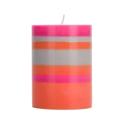 Outlet Striped Pillar Candle, Orange & Pink, 10cm Table Setting|Tableware Brands