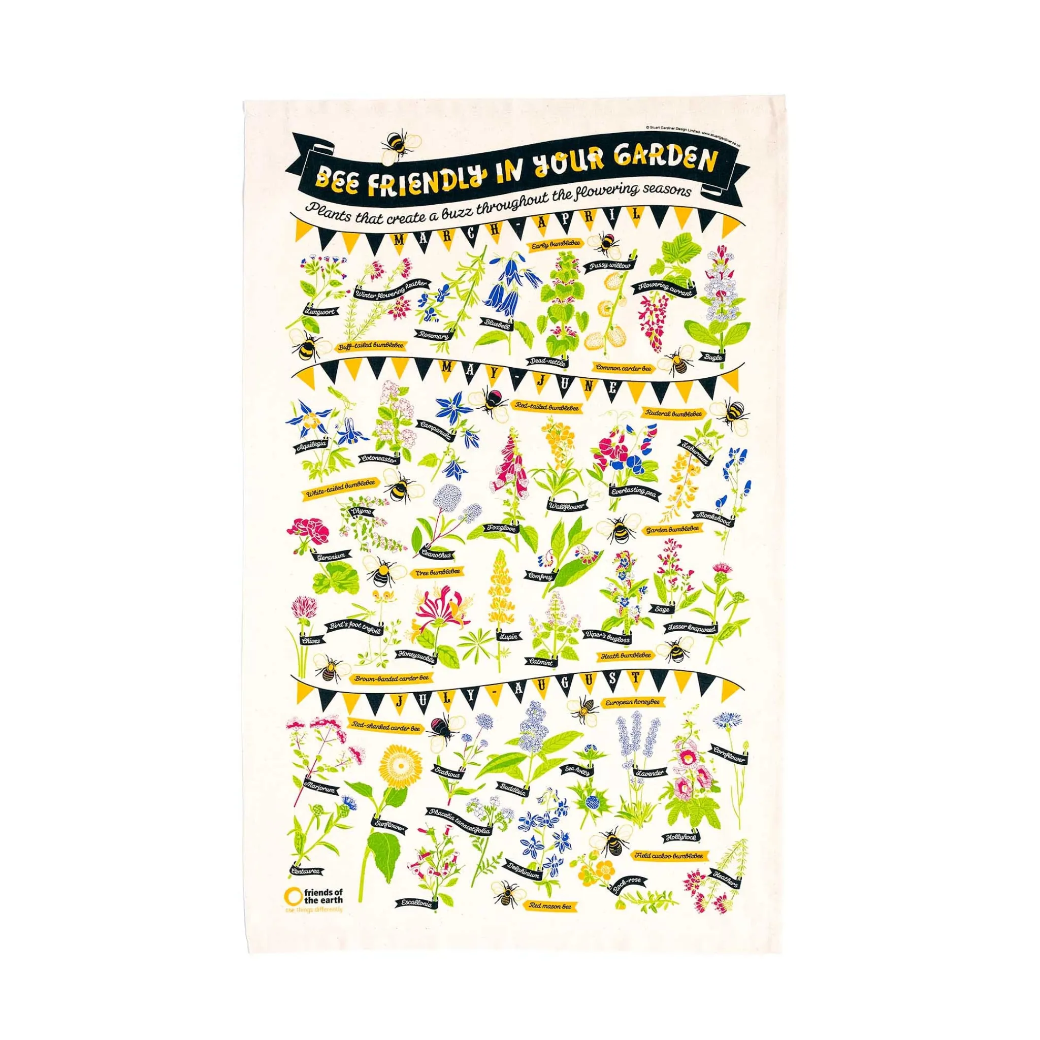 Best Bee Friendly Tea Towel Made In The Uk|Kitchen Textiles & Clothing