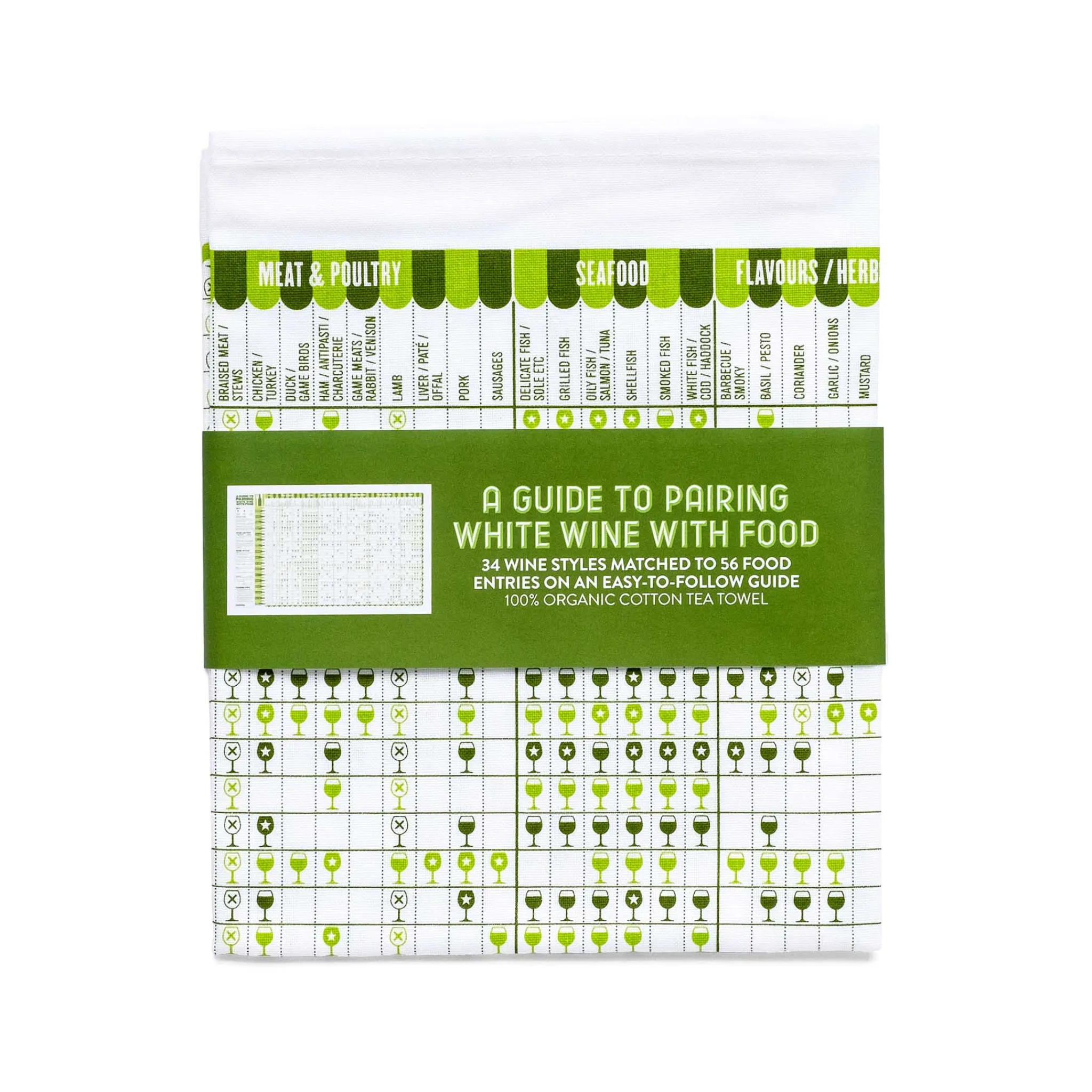 Best White Wine & Food Pairing Guide Tea Towel Made In The Uk|Kitchen Textiles & Clothing