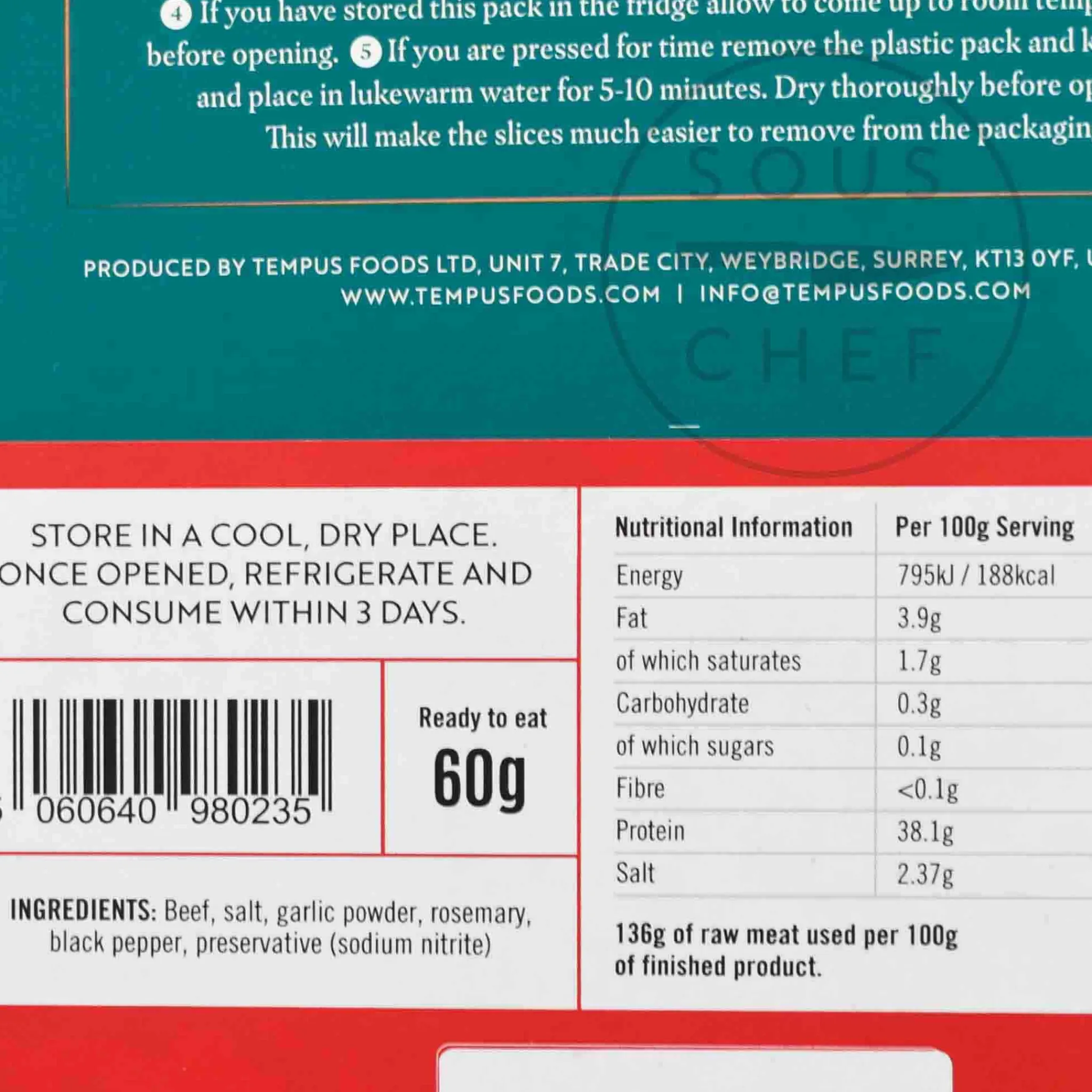 New British Bresaola, 60g Ingredients Brands|Snacks