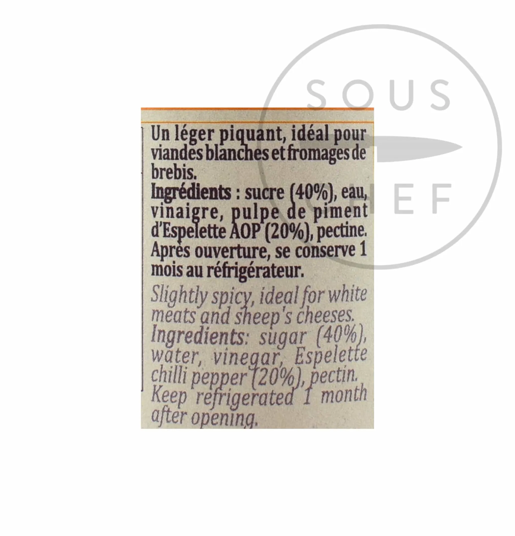 Online Espelette Pepper Jelly, 90g Ingredients Brands|French Ingredients