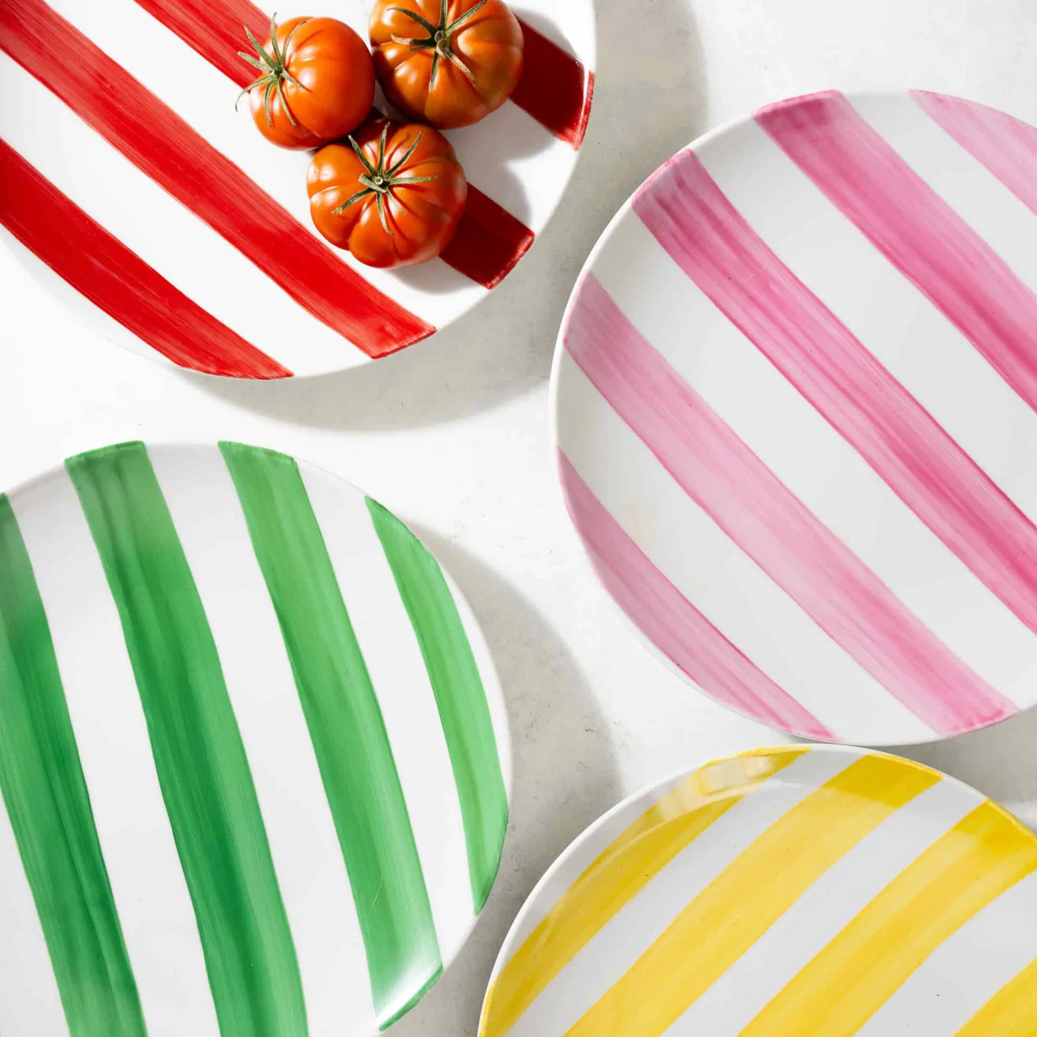 Pink Stripe Porcelain Dinner Plate, 27.5cm Plates|Crockery & Dinnerware