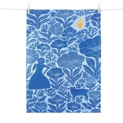 Clearance Blue Garden Embroidered French Jacquard Tea Towel Kitchen Textiles & Clothing
