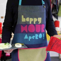 Sale Happy Hour French Cotton Apron Kitchen Textiles & Clothing