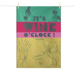 Online Wine O'Clock French Jacquard Tea Towel Kitchen Textiles & Clothing